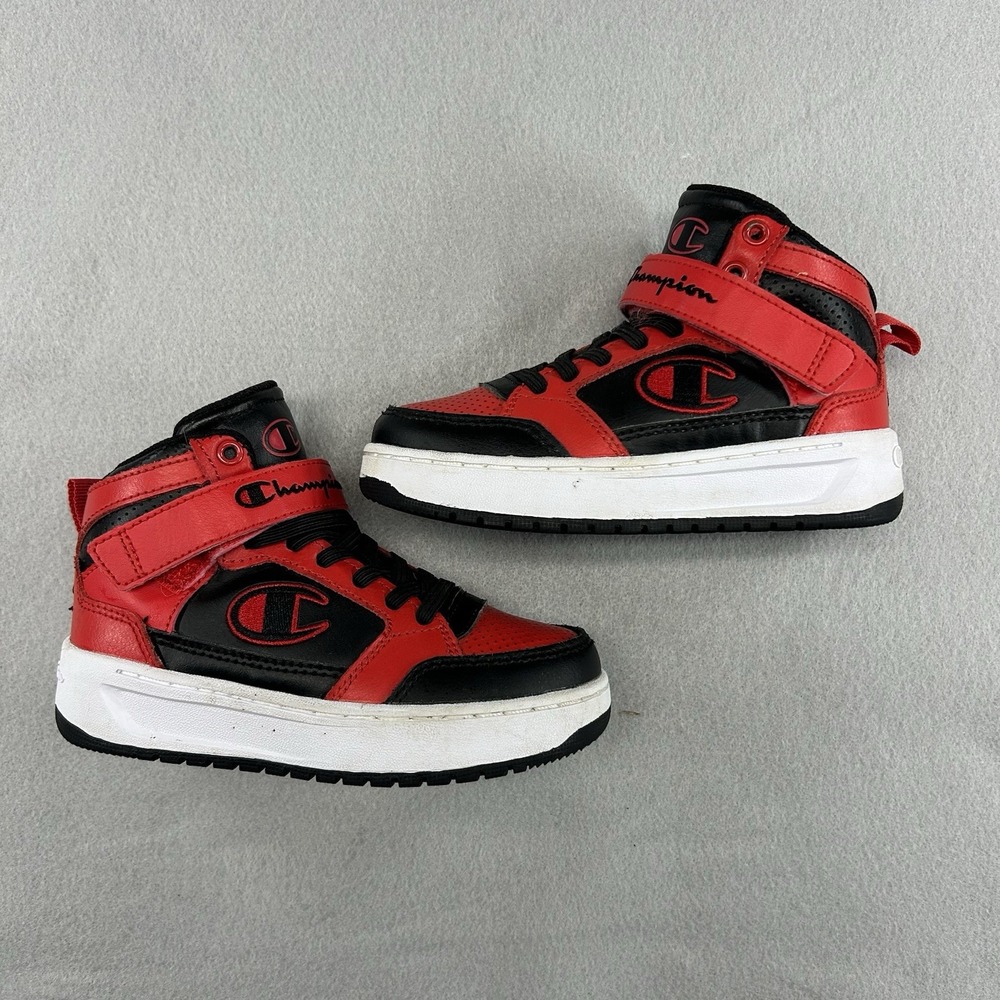 Champion Drome 19 HI Kids Sneaker 9T Scarlet Red Black Leather Shoes